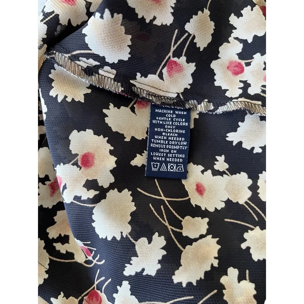 Evan Picone Women's Midi Skirt and Top Set Size 16 Black Beige Floral Sleeveless